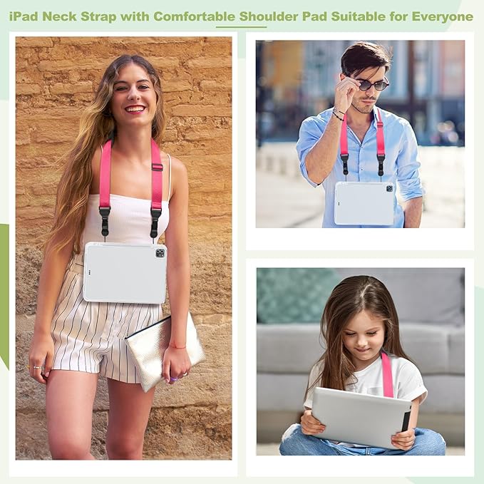 Universal Shoulder Strap, Removable Neoprene Padded Camera Strap, Adjustable Neck Lanyard for iPad, Binocular, Tablet Case, Camera, Luggage Bag (Fuchsia Universal Shoulder Strap)
