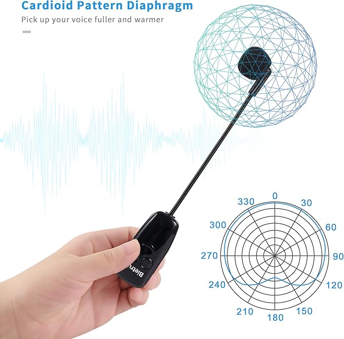 Bietrun Wireless Microphone Headset, UHF Wireless Headset Mic System, 160ft Range,1/8'' and 1/4'' Plug, for Speakers, Voice Amplifier, PA System(Not Supported AUX/iOS)