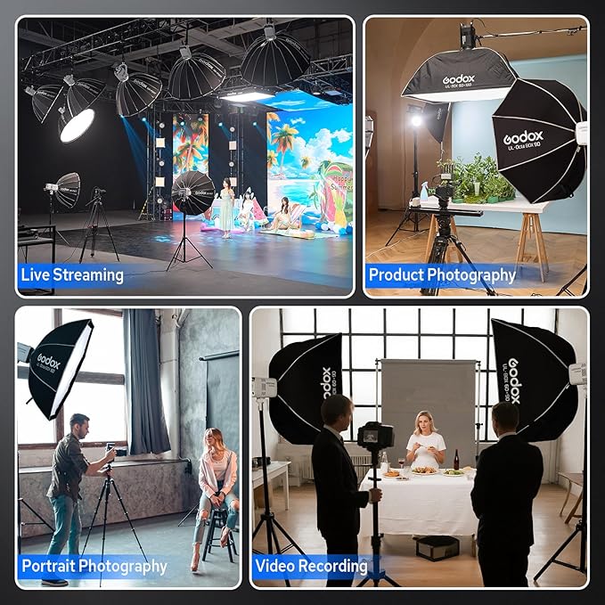 Godox Litemons LE200Bi Bicolor LED Video Light, 220W 57700Lux@1M CRI98+ Bowens Mount LED Light, Studio Bright with APP Control, 11 FX Effects, 0-100% Brightness(White)