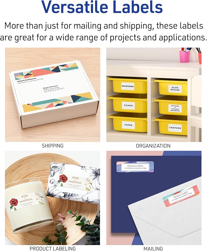 Avery Half-Sheet Printable Shipping Labels, 5.5" x 8.5" Customizable Stickers, White, 20 Blank Mailing Labels, Great for Mailing, Shipping, Organizing, and More (18126)