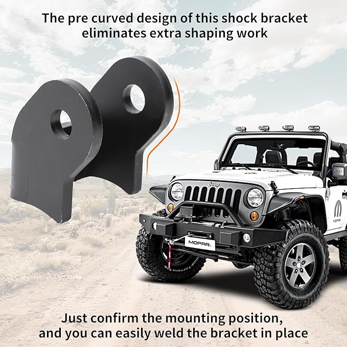 Heavy Duty Shock Bracket Kit, Thick Weld-On Shock Brackets for Off-Road Trailer Rear Axles (1 Pair)