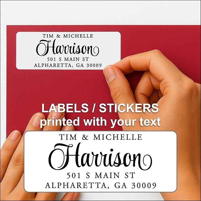 White Address Labels - Personalized Name Stickers, Custom Printed Return Mailing and Shipping Labels for Envelopes, Packages, Business, Home by PrettySweetParty (1000, Serif and Script)