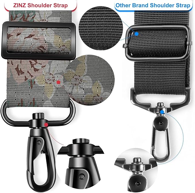 ZINZ 74" Shoulder Strap with Fixed Pad and Dual Balanced Buckles，Gray Flowers
