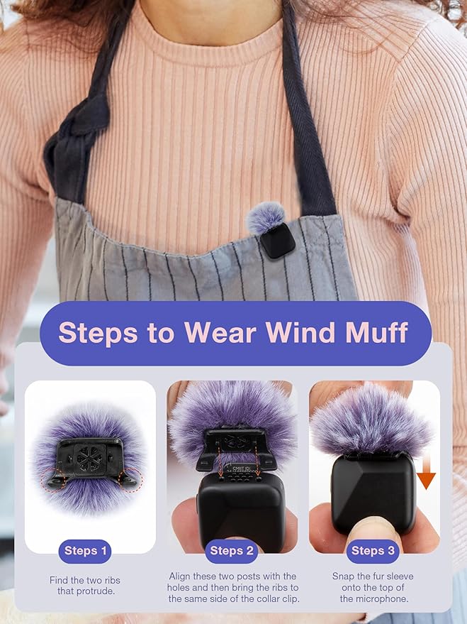 YOUSHARES Microphone Wind Muff Compatible with DJI Mic Mini - 2 Packs Furry Windproof Cover Suitable for DJI MINI 2024 Wireless to Reduce Wind Noise
