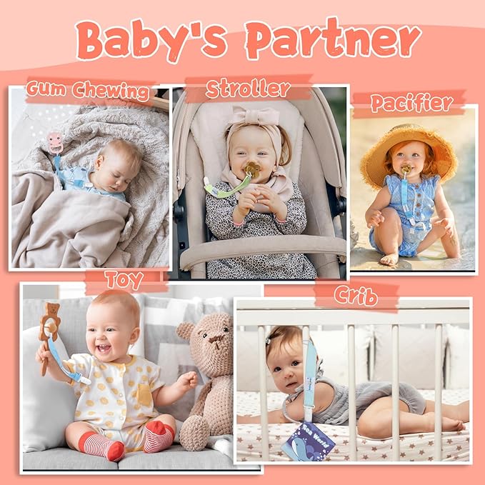 babygoal Baby Girl Pacifier Clips, 6 Pack Solid Color Pacifier Holder Clips for Boys and Girls Fits for Most Pacifier Styles and Binkies 6MP23