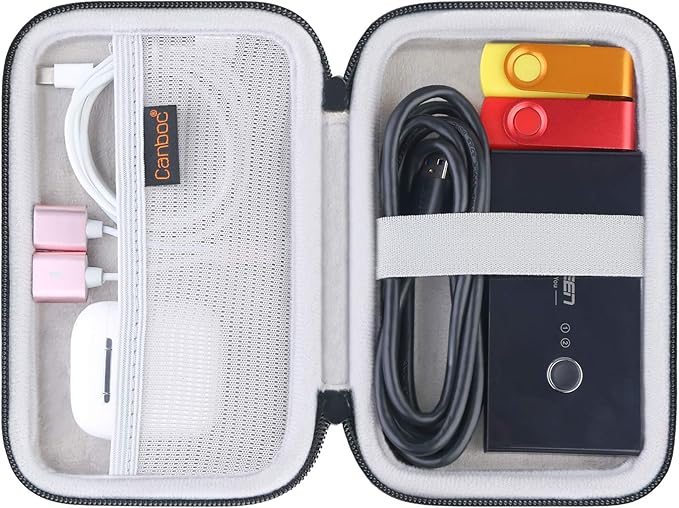 Canboc Carrying Case for MacBook Air Pro Charger MagSafe/MagSafe 2 Power Adapter, iPhone 16/16 Pro MagSafe Charger, USB C Hub, Type C Hub, USB Multiport Adapter, Hard Shockproof Bag, Black