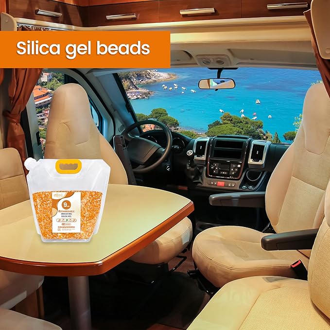 Silica Gel Desiccant Beads – Reusable Desiccant Bulk 3mm Beads for 3D Filament, Electronics, Cameras, Jewelry, and Safes (Orange White MIX, 9 LBS)