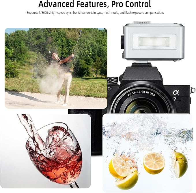 Godox iT30Pro-F Silver Pocket TTL Flash for Fujifilm Camera: 2.4G Wireless + Touchscreen (Equivalent to Built-in X3 Trigger), Li-ion Battery, HSS 1/8000s, 560 Flashes, Built-in Diffuser for Portrait