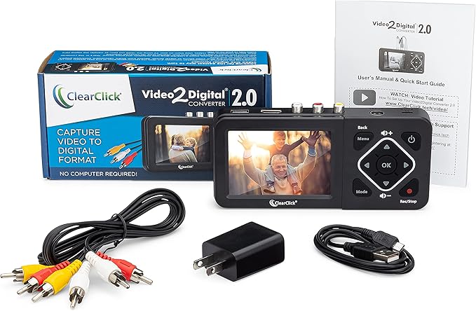 ClearClick Video to Digital Converter 2.0 (Second Generation) - Record Video from VCR's, VHS Tapes, AV, RCA, Hi8, Camcorder, DVD, Gaming Systems [Requires Working VCR/Camcorder & Tapes]