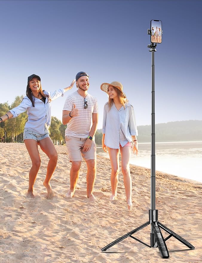 Aluminum 71" Phone Tripod, Travel Tripods for iPhone with Remote, Extendable Cell Phone Selfie Stick Tripod Stand Compatible with iPhone 17/16/15/14/13/Android/Camera