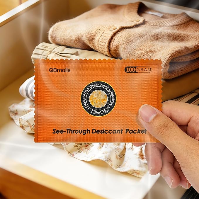 100g [10 Packs] See-Through Desiccant Packs for Storage,Rechargeable Silica Gel Packets, Moisture Absorbers for Storage Bins, 3D Filaments, Cars, Safe, Electronics, Toolboxes,and more.