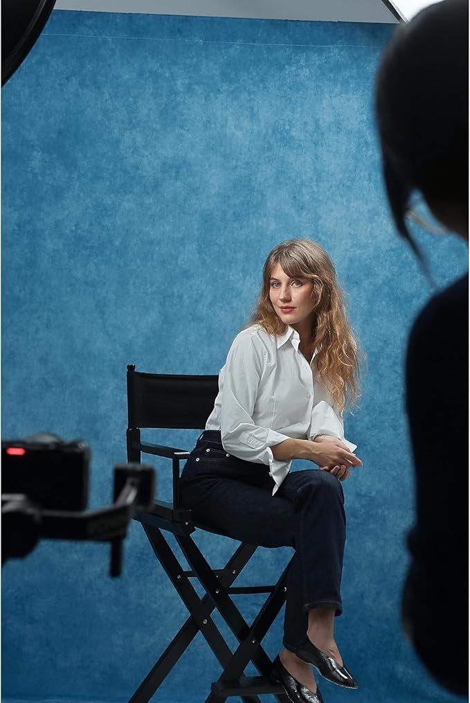 UrcTepics 6×8 Abstract Blue Headshot Backdrop, Professional Portrait Backdrops for Studio, Yearbook Graduation Photography Backdrops, Polyster Photo Backdrop Includes a 10cm Wide Rod Porket.