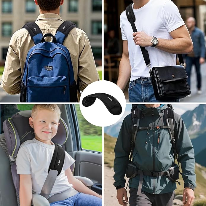 MOSISO Universal Shoulder Pad, Memory Foam Detachable Thick Replacement Breathable Shoulder Strap Pad with Thick Cushion for Laptop Messenger Crossbody Bag Luggage/Duffel/Camera, Black