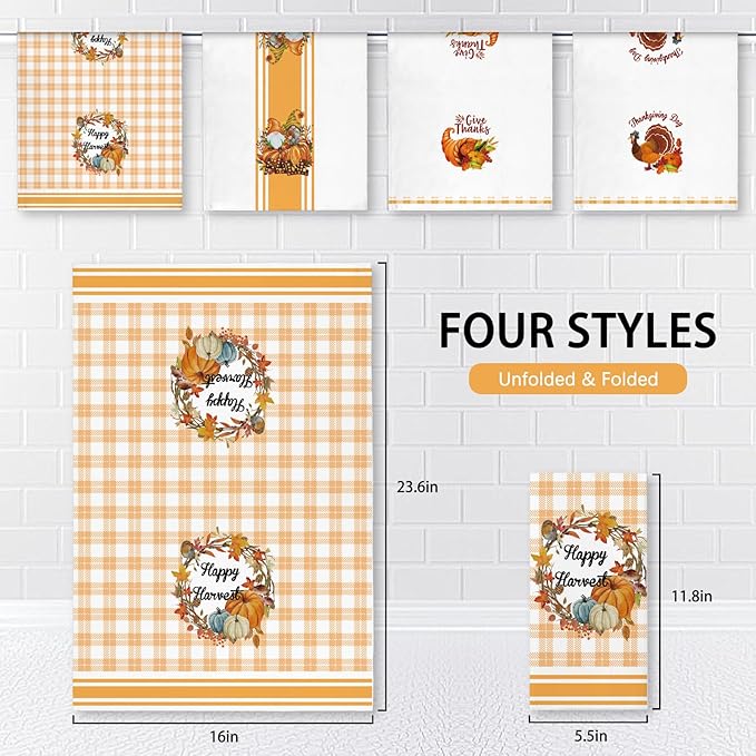 Niallant Thanksgiving Pumpkin Dish Towels - Funny Kitchen Tea Towels for Drying Dishes, Housewarming Gifts
