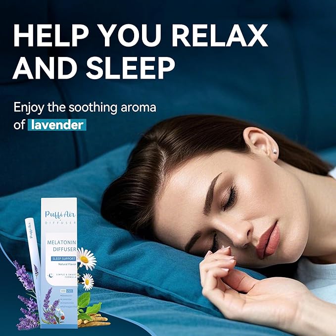 Herbal Anxiety Pen - Melatonin Diffuser with Lavender, Chamomile & Ashwagandha for Sleep Support & Stress Relief - 600 Uses 2 Sticks