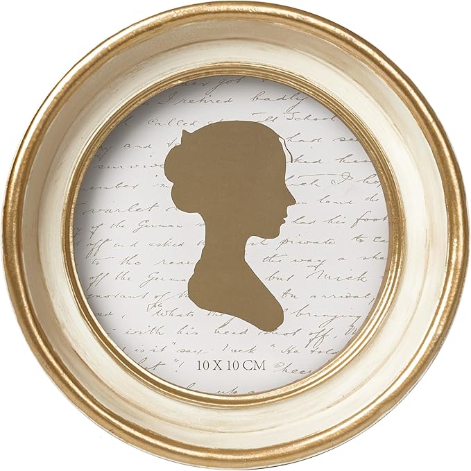 AELS 4x4 Inch Vintage Picture Frame, Elegant Antique Photo Frames with Glass Front, Photo Display, Tabletop Wall Hanging, Gift Ideas, Off-white Oval with Gold Trim