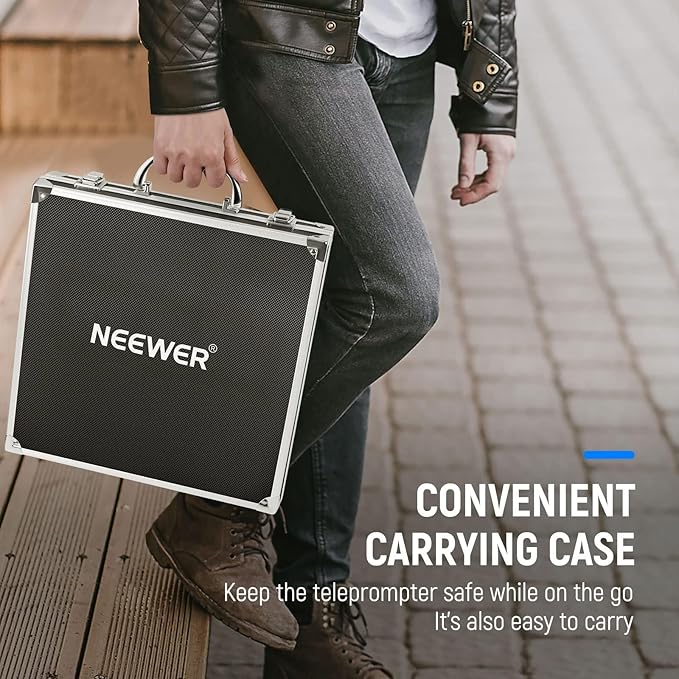 NEEWER X12 14 inch Aluminum Alloy Teleprompter for iPad Tablet Smartphone DSLR Cameras with Remote Control, Carry Case, APP Compatible with iOS/Android for Online Teaching/Vlogger/Live Streaming