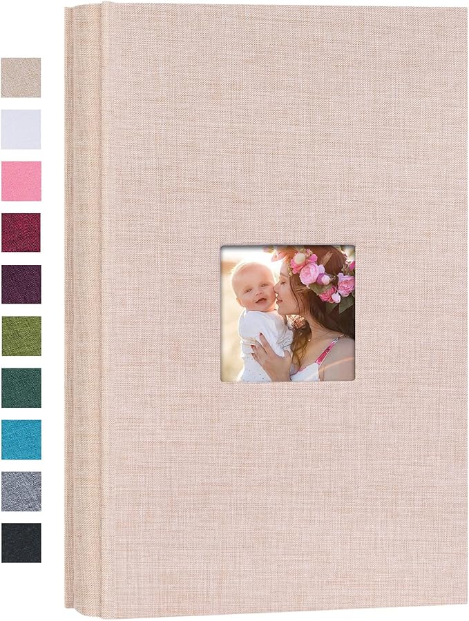 Mublalbum Small Photo Album 4x6 300 Photos Linen Cover Picture Book with Horizontal Pockets for Wedding Family Anniversary and Baby (Beige)