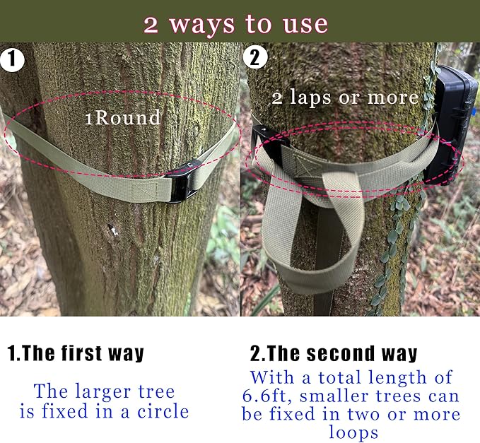Heavy Duty Trail & Game Camera Mount Straps Belts Hunting Camera Tree Mounting Strap Belts Kit, Tie Down Straps with Buckle Portable UV Resistant and Foldable Nylon Fiber Strap Hunting Accessory 4 Pcs