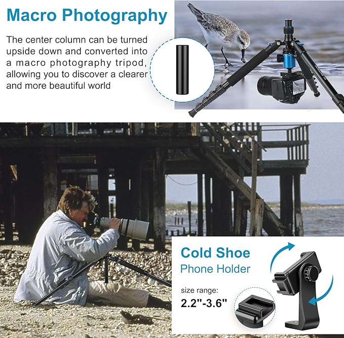 JOILCAN Tripod for Camera, 81" Aluminum Camera Tripod, 83" DSLR Tripods & Monopods, Heavy Duty Travel Tripod for Binoculars Spotting Scope Telescope, Max Load 35lb