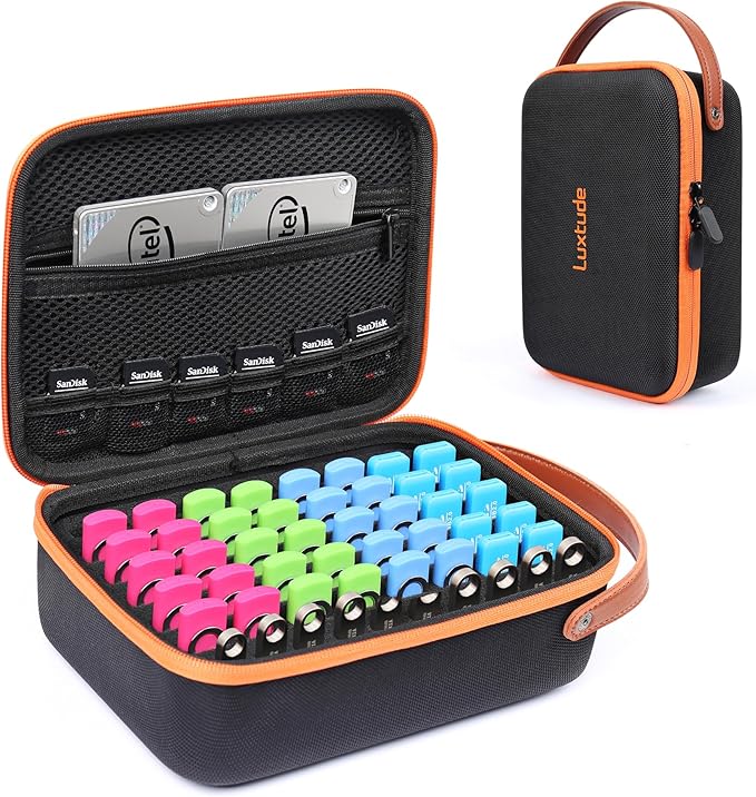 Luxtude Flash Drive Case USB Storage Case, 61 Slots Thumb Drive Cases, USB Organizer Cases for Samsung,for Sandisk, Memory Stick, Medium