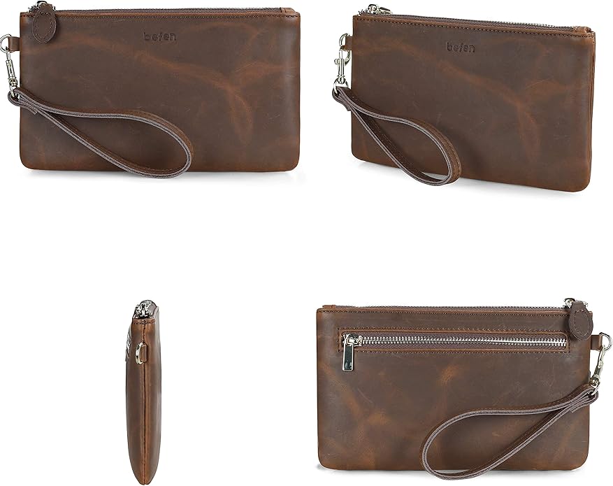 befen Genuine Leather Wristlet Clutch RFID Blocking Bag Cell Phone Wallet Purse Wristlet Wallet Purses and Handbags for Women