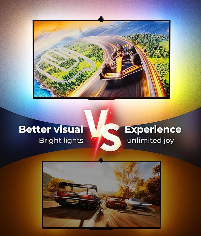 TV LED Backlight 15.5ft - TV Lights That Change with Screen for 55-100'' RGB LED Strip Lights Cuttable with Smart App Control Game & Music Sync Color Changing Light for Home Decor