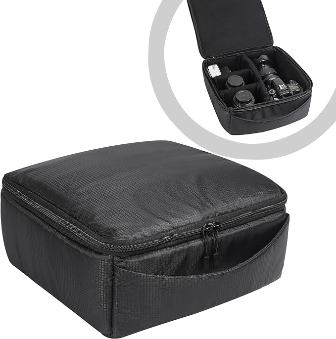 Water Resistant Camera Insert Bag DSLR SLR Camera Case Upgraded Version and Lens Storage Carrying Case (Black)