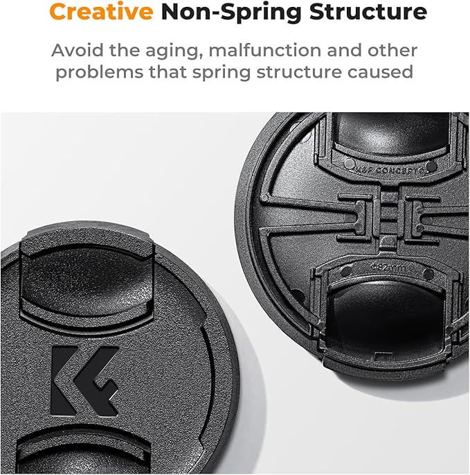 K&F Concept 43mm Lens Cap Cover, 4-in-1 Center Pinch Lens Cover + Anti-Loss Keeper Leash + Microfiber Cleaning Cloth Kits Compatible with Nikon, Canon, Sony, Fujifilm Camera Lenses