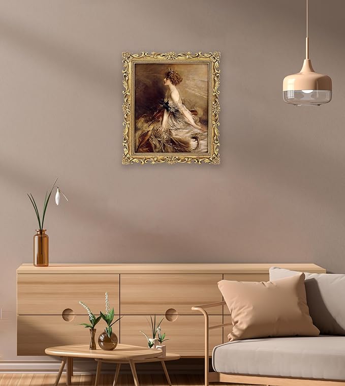 Gold 8x10 Picture Frame Vintage Antique Baroque for Wall or Tabletop Display, Ornate Gothic Victorian Frames Matted to 5x7 Photo