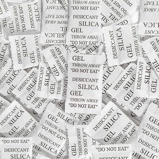 Sukh 100PCS 2Gram Silica Packets - Decassant Packs Anti Humidity Packs Silicone Packets Dry for Electronic Products, Jewelry, Cameras, Clothes, Books, Iron Tools, Precision Instruments