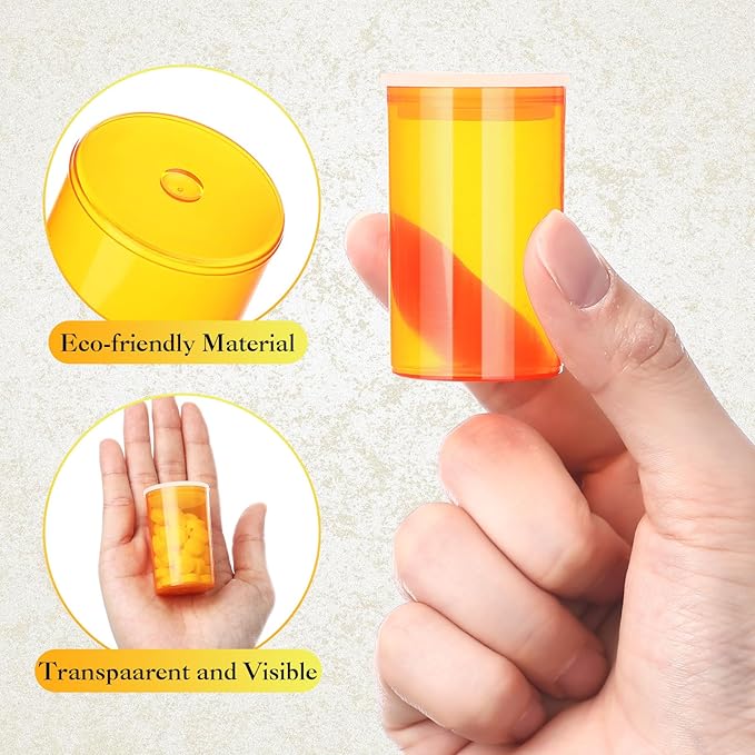 JOVITEC 30 Pack Plastic Film Canister Holder 35 mm Empty Camera Reel Containers Pill Medicine Bottles with Lids for Small Accessories, Prescription Medication, Vitamins, Coins, Art Beads(Yellow)