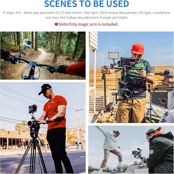NEEWER 5.9"/15cm Adjustable Friction Magic Arm with 1/4" Screw on Both Ends, Compatible with SmallRig Cage, Flash/LED Light/Microphone/Monitor/SuperClip, Max Load 4.4lb/2kg, ST15