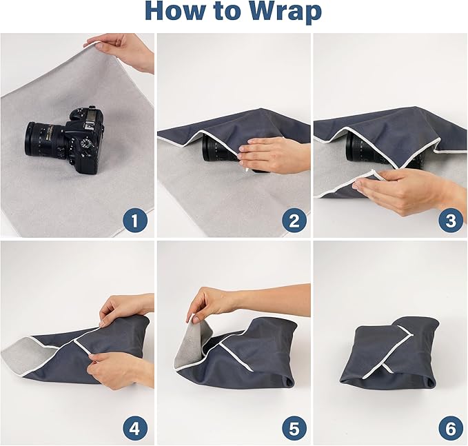 Walking Way Protective Wrap, Self-Adhesive Magic Cloth Camera Wrap, Storage Cloth, Anti-Scratch, Dustproof, Washable Lens Pouch for DSLR, Smartphones, Laptops, Cosmetic (Dark Grey, 13.78 inch)