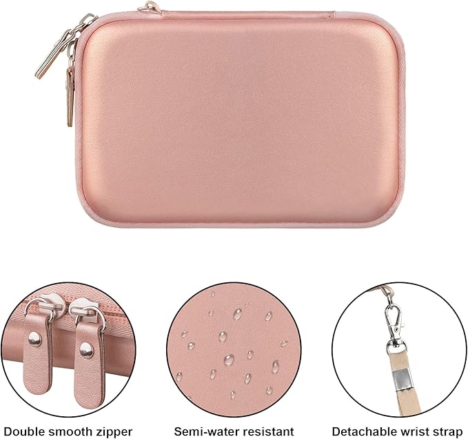 Canboc Carrying Case for MacBook Air Pro Charger MagSafe/MagSafe 2 Power Adapter, iPhone 16/16 Pro MagSafe Charger, USB C Hub, Type C Hub, USB Multiport Adapter, Hard Bag, Rose Gold+Black