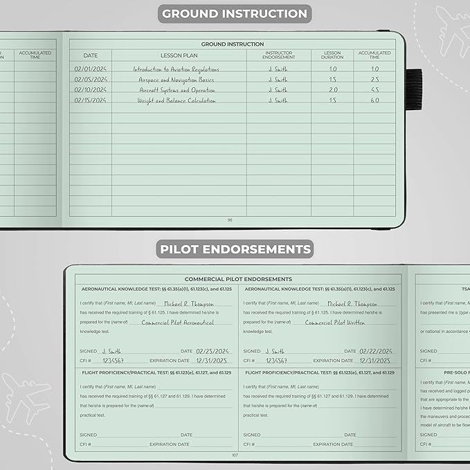 Clever Fox Pilot Logbook – Hardcover Flight Log Journal for Professional & Student Pilots – Aircraft Record Book, Aviation Gifts & Gear (Runway Black)