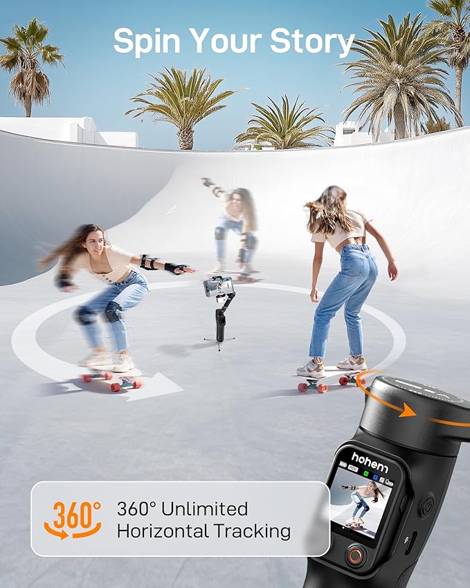 hohem iSteady V3 Ultra Gimbal Stabilizer for iPhone, Phone Gimbal with AI Auto Tracking, Detachable Touchscreen Remote, Built-in Extension Rod, Tripod, Fill Light, for Vlog, Travel, Pet, Fitness