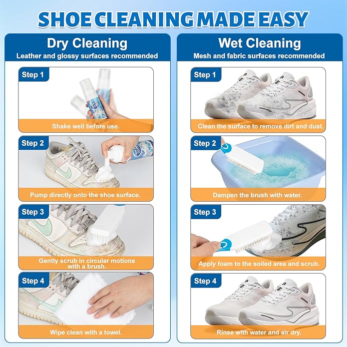 Shoe Cleaner, Sneaker Cleaner Foam for Removing Stains and Dirt, Shoe Cleaning Kit for White Shoes