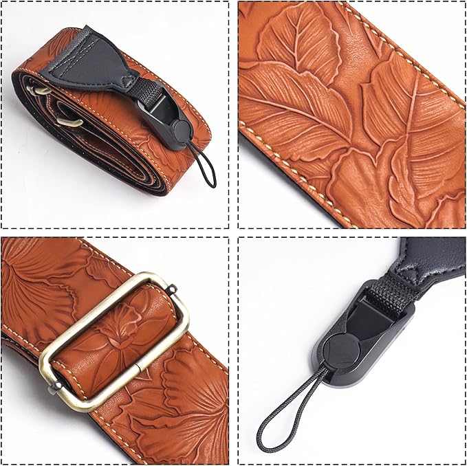 QIELIZI Lifestyle Camera Strap,Vintage Adjustable Vintage Neck & Shoulder Strap for All DSLR Cameras
