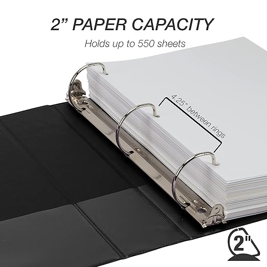 Samsill Durable 2 inch 3 Ring Binder, Made in USA, D Ring Binder, FSC 100% Recycled Chipboard, Basic Assortment,12 Pack