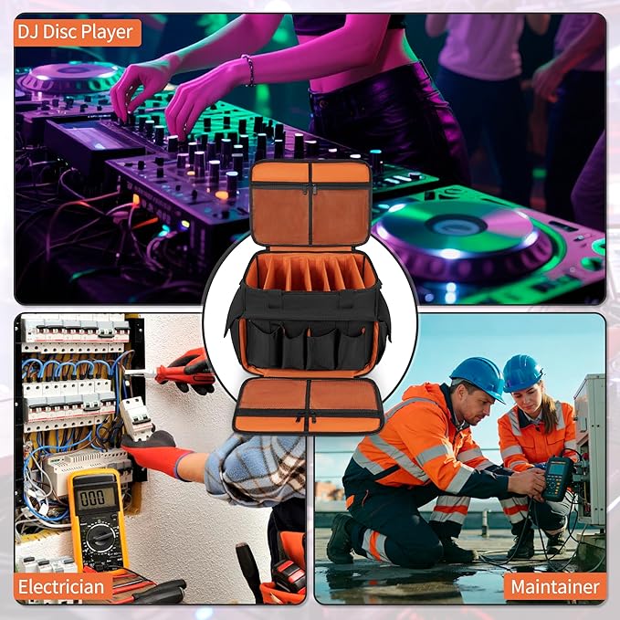DJ Cable File Bag with 6 Detachable Dividers High Capacity Gig Cable Bag for Cords,DJ Gear,Sound Instrument and Accessories
