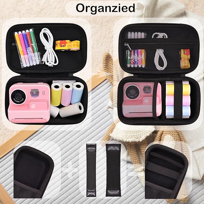 Instant Print Film Camera Case for Kid Cameras & Digital Video Camera, Hard Storage Holder Organizer Bag Compatible with ESOXOFFORE/Dylanto/Anchioo/MINIBEAR and More (Black)