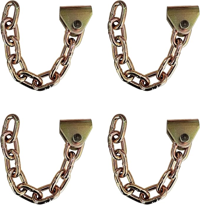 Mega Cargo Control 4 Pack 12" Chain Extension with Connector Bracket for Ratchet Buckle | Car Hauler, Trailer, Tow Truck (WLL: 1,666)