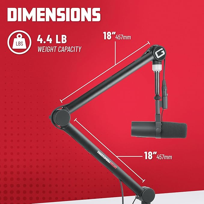 Gator Frameworks Professional Desktop Broadcast/Podcast Microphone Boom Stand with On-Air Indicator Light, Blue,Violet, & Red (GFWMICBCBM4000)