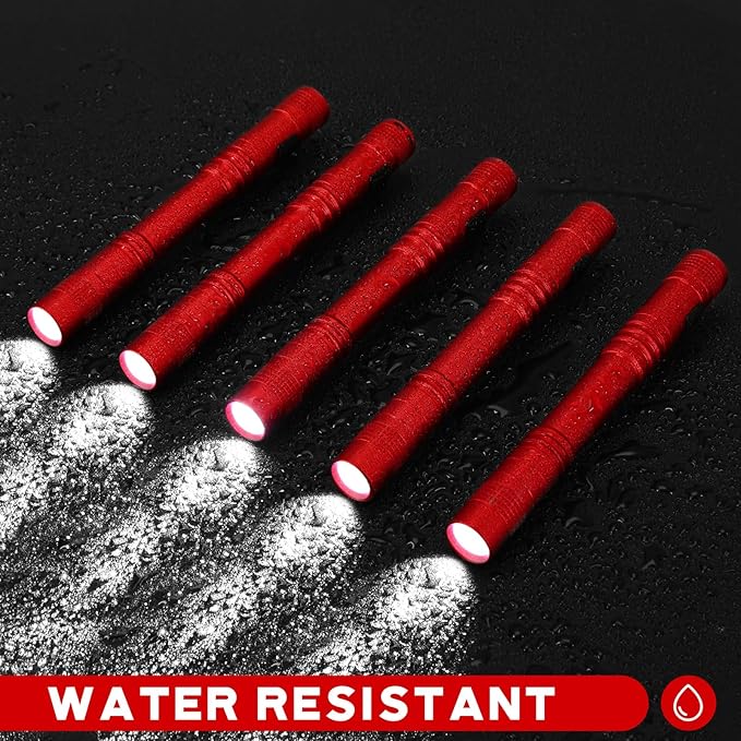 Hortsun 20 Pcs Mini Pen Light Flashlights Christmas Gifts for Men Pocket Flashlights Pen with Clip Small LED Handheld Slim Torches Without Battery(5.12 Inch,Red)