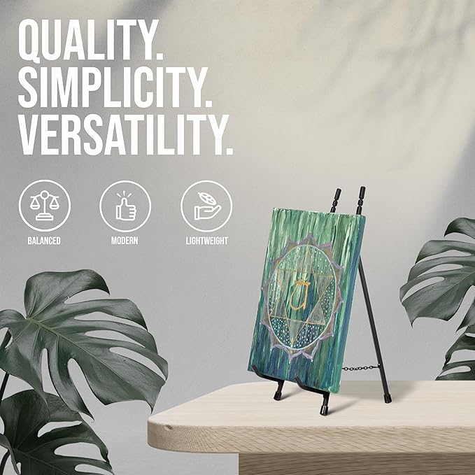 Red Co. 13” Tall Modern Metal Tripod Plate Stand and Art Holder Easel, Black