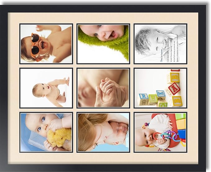 Art to Frames Double-Multimat-1049-783/89-FRBW26079 Collage Photo Frame Double Mat with 9-6x8 Openings and Satin Black Frame