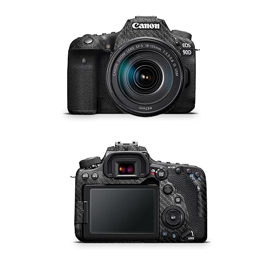 Carbon Fiber Camera Skin Compatible with Canon EOS 90D Camera (2019) - Black Leather - Premium 3M Vinyl Protective Wrap Decal Cover - Easy to Apply | Crafted in The USA by MightySkins