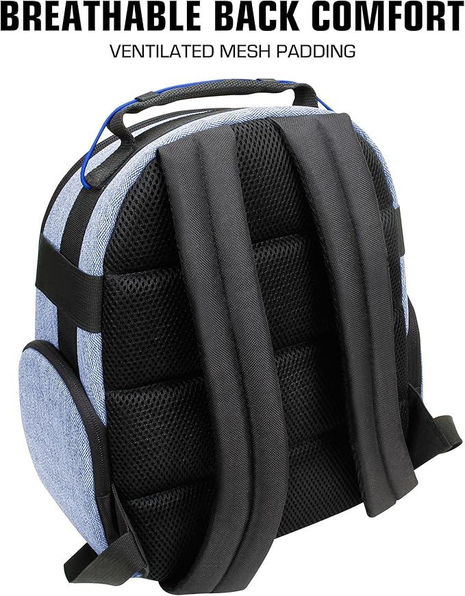 USA Gear Portable Camera Backpack for DSLR with Customizable Accessory Dividers, Weather Resistant Bottom and Comfortable Back Support - Compatible with Canon, Nikon, Sony, Fujifilm, and More (Blue)