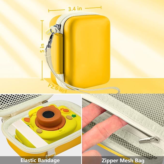 Leayjeen Kids Camera Case Compatible with OUTUVAS/Goopow/Mgaolo/HOOMOON/Kids Camera Toys and Kids Digital Video Camcorder Camera,Best Birthday Festival Gift -Yellow(Case Only)